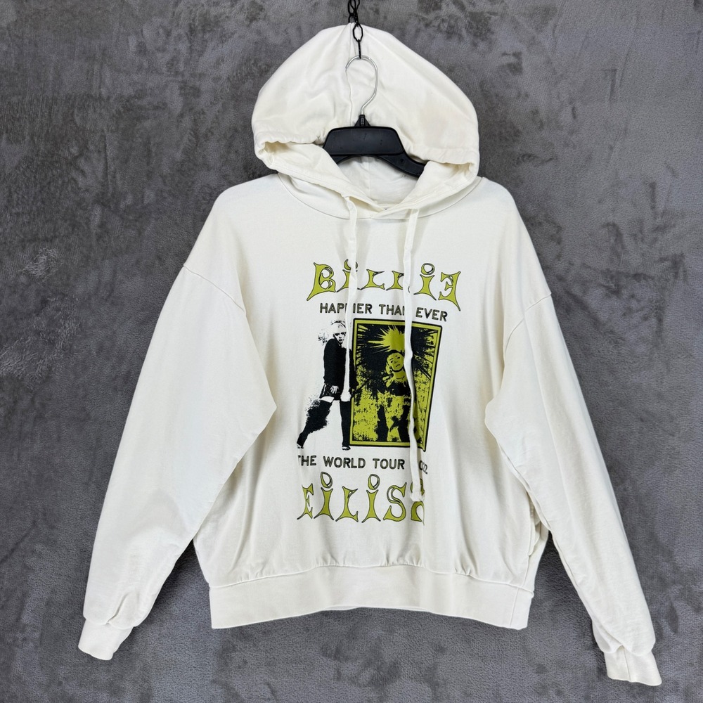 Billie‎ Eilish Happier Than Ever World Tour 2022 Hoodie Cream Organic Cotton S
